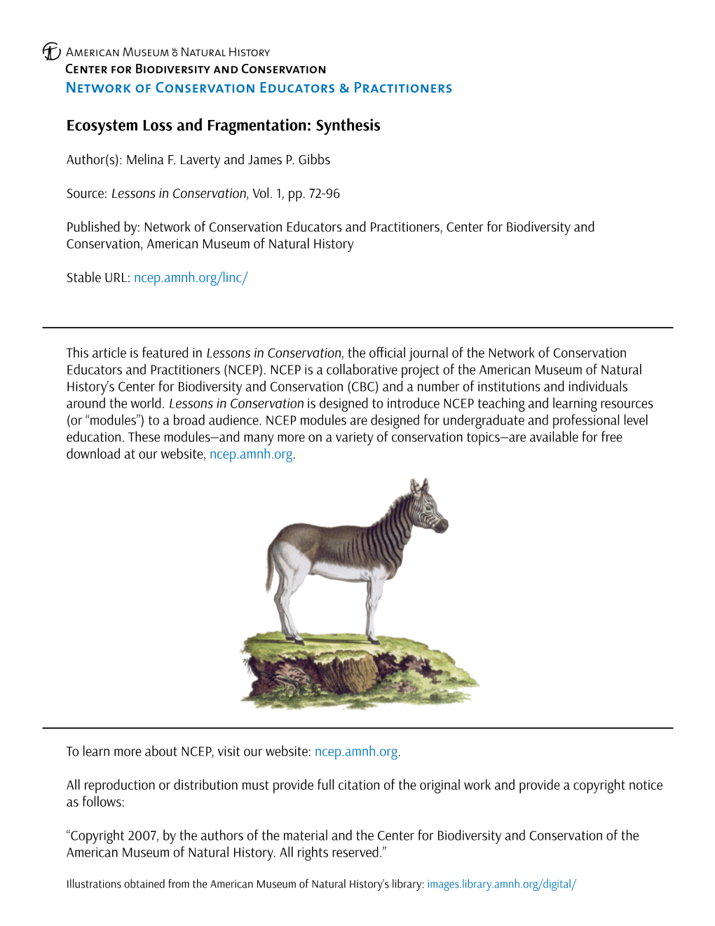 Ecosystem Loss and Fragmentation: Synthesis