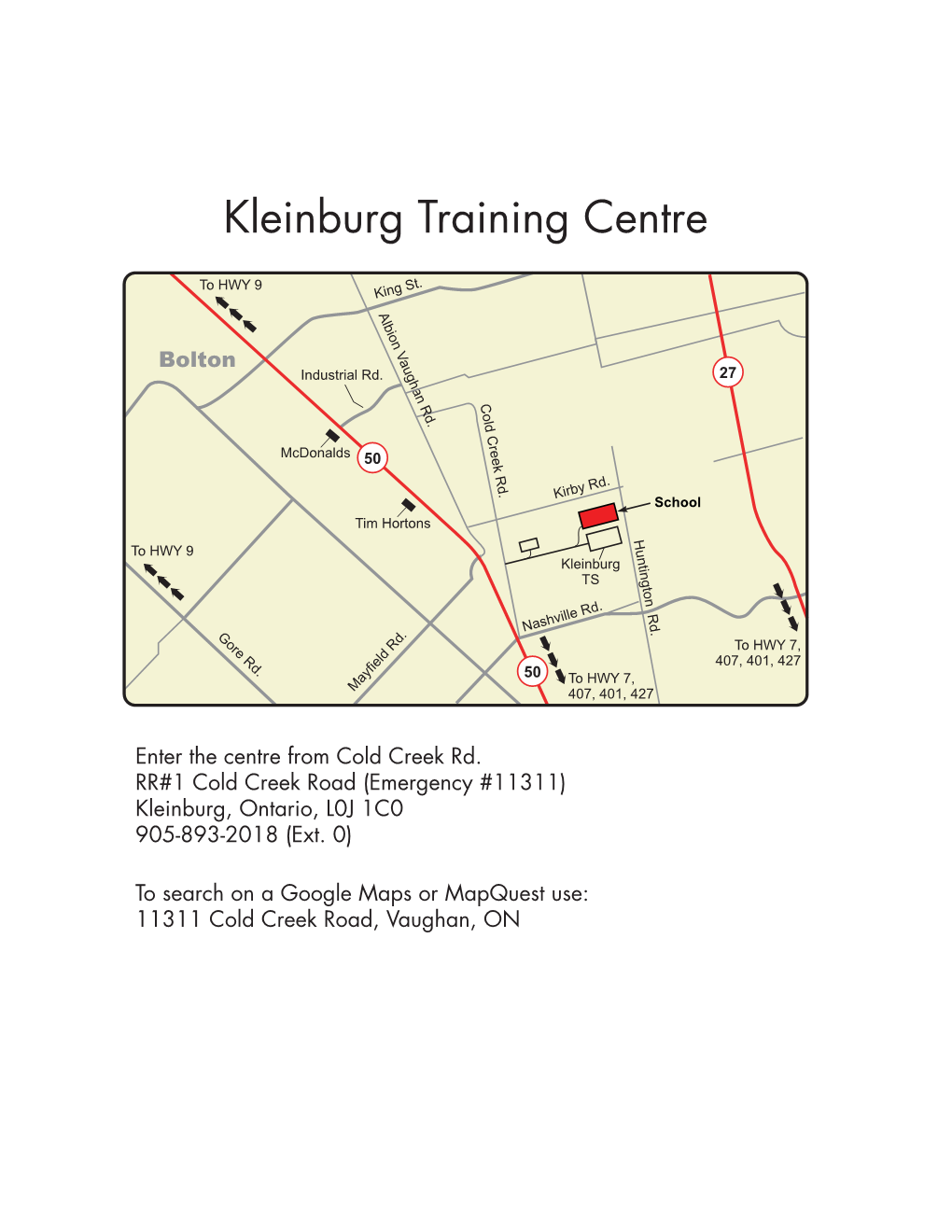 Kleinburg Training Centre