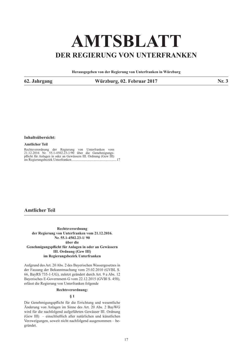 Amtsblatt Der Regierung Von Unterfranken