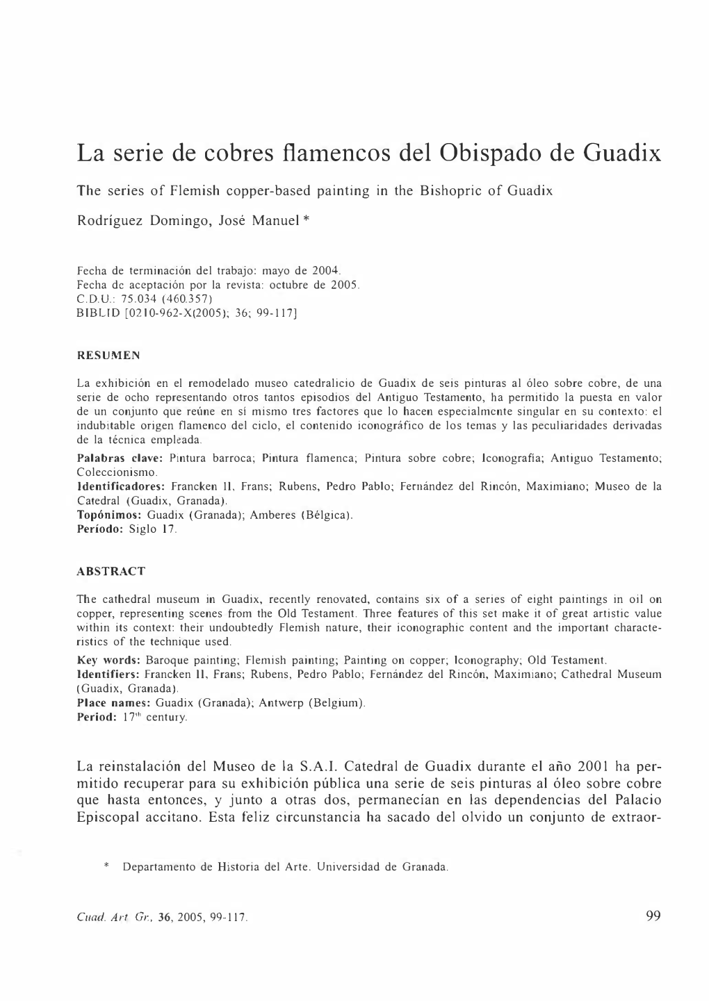 La Serie De Cobres Flamencos Del Obispado De Guadix