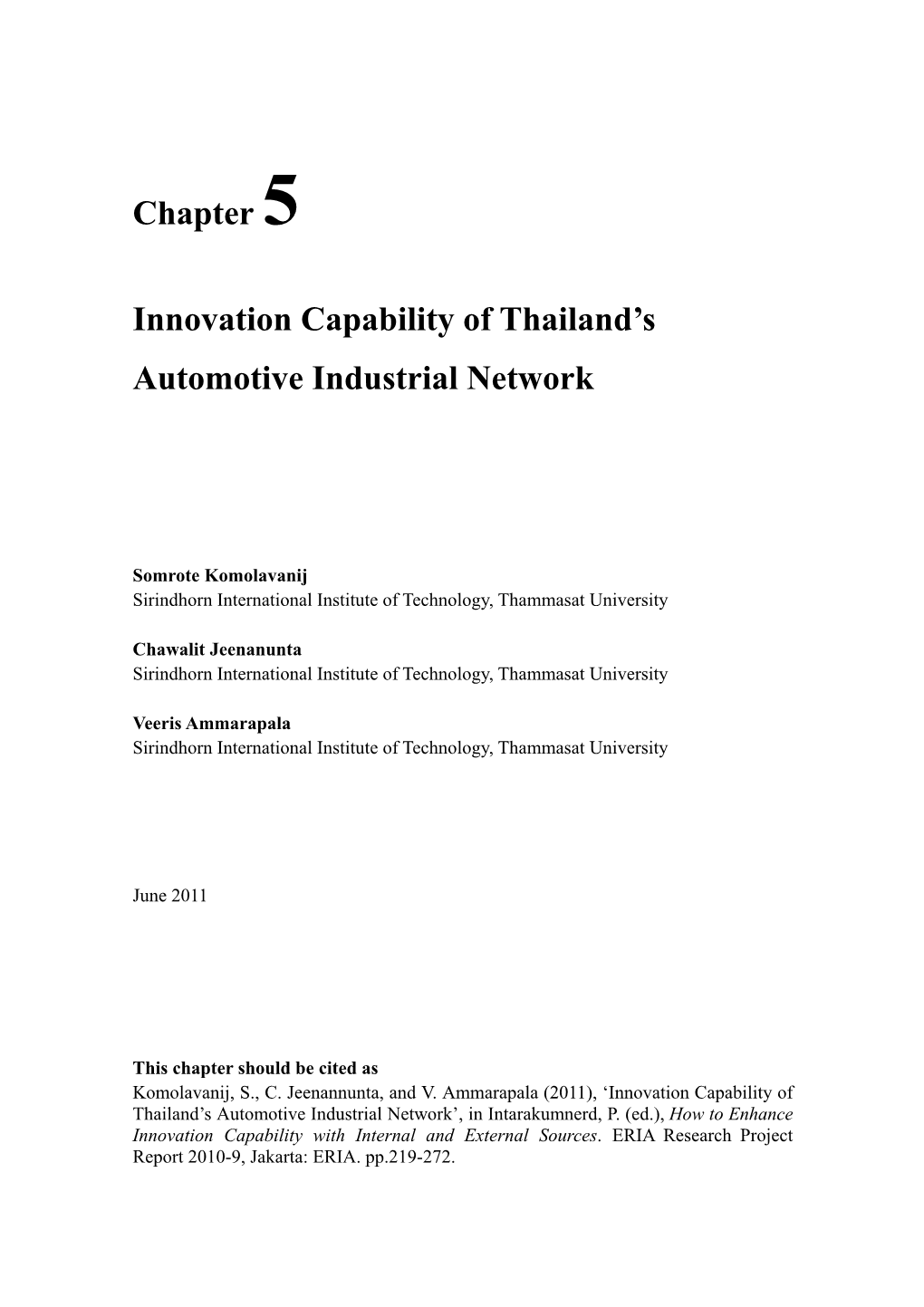 5. Innovation Capability of Thailand's Automotive Industrial Network