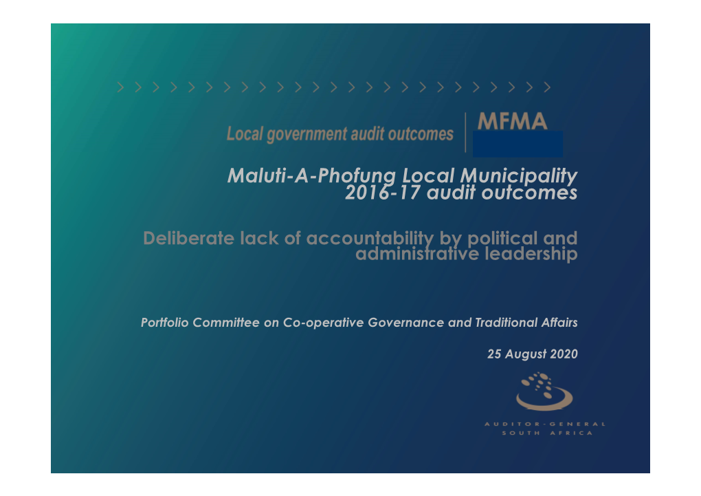 Maluti-A-Phofung Local Municipality 2016-17 Audit Outcomes