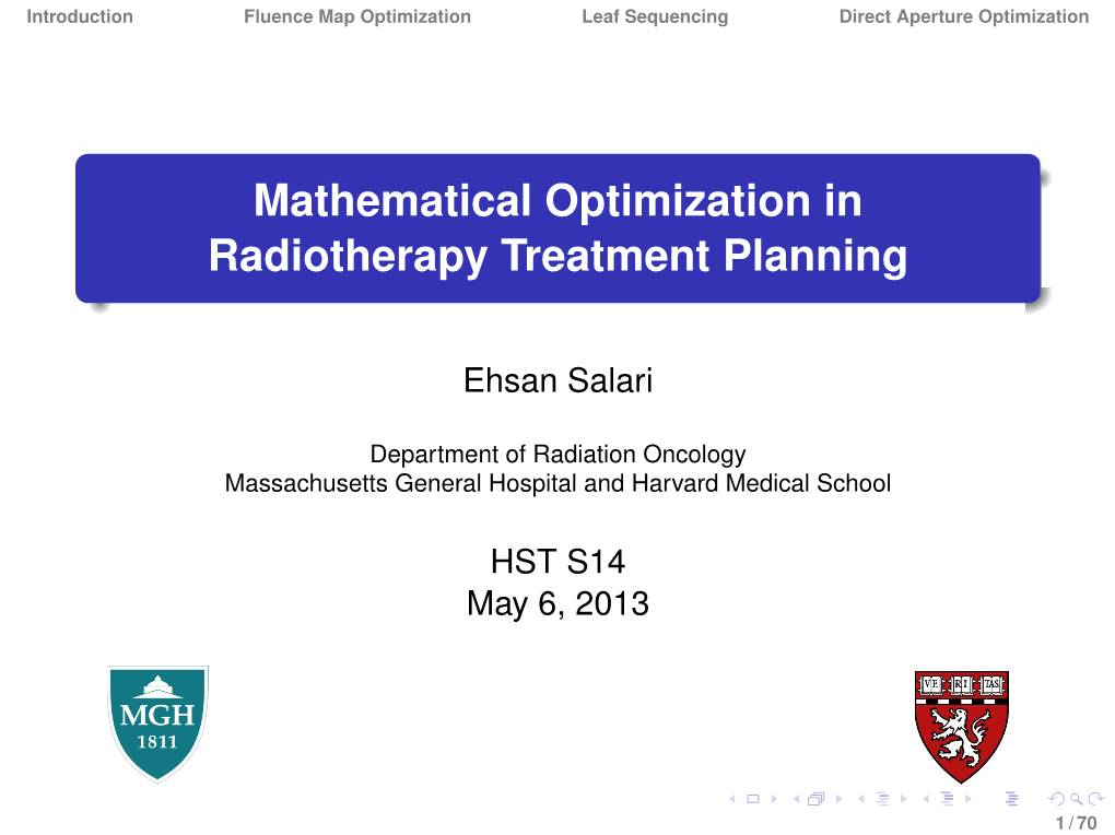 Mathematical Optimization in Radiotherapy Treatment Planning