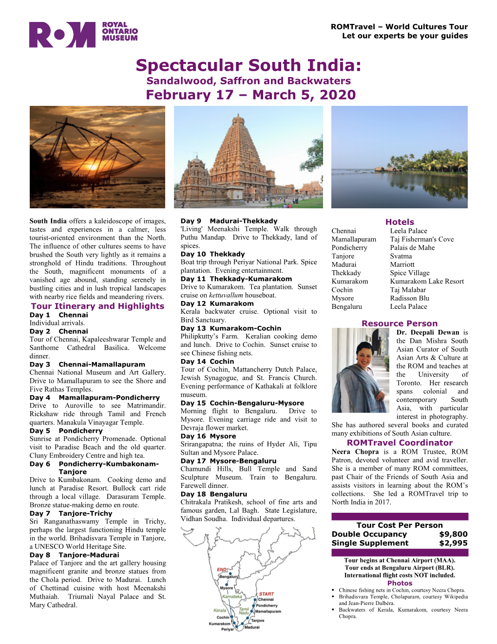 Spectacular South India: Sandalwood, Saffron and Backwaters February 17 – March 5, 2020