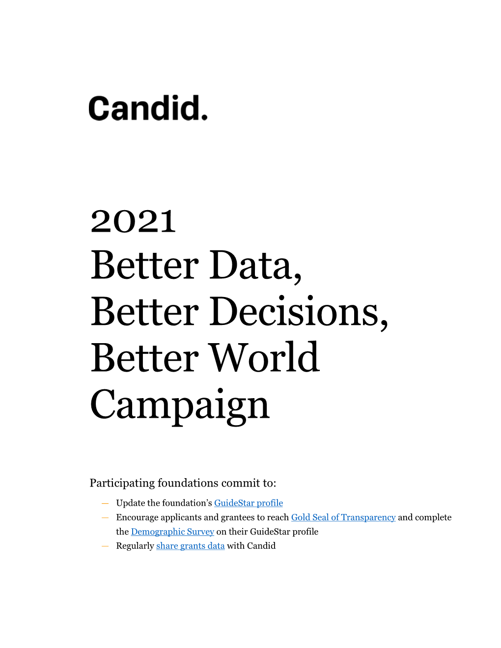 2021 Better Data, Better Decisions, Better World Campaign