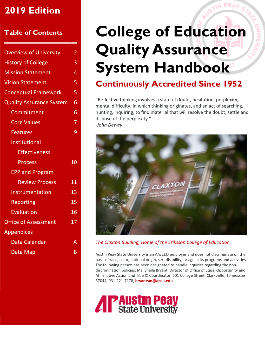 College of Education Quality Assurance System Handbook