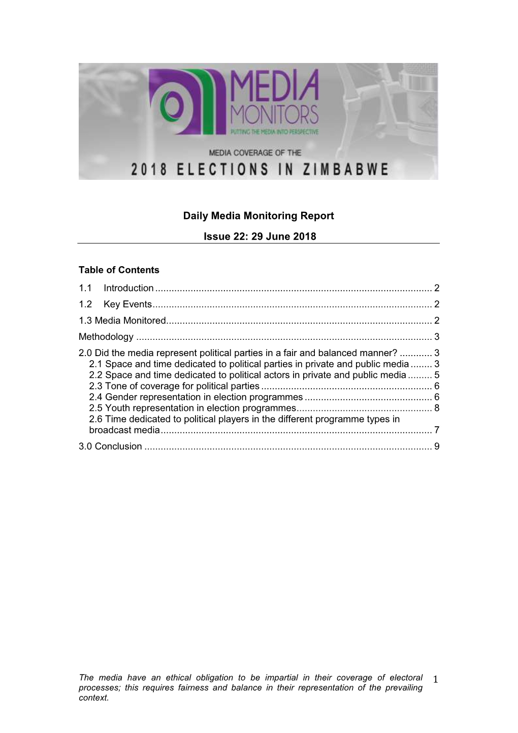 1 Daily Media Monitoring Report Issue 22: 29 June 2018