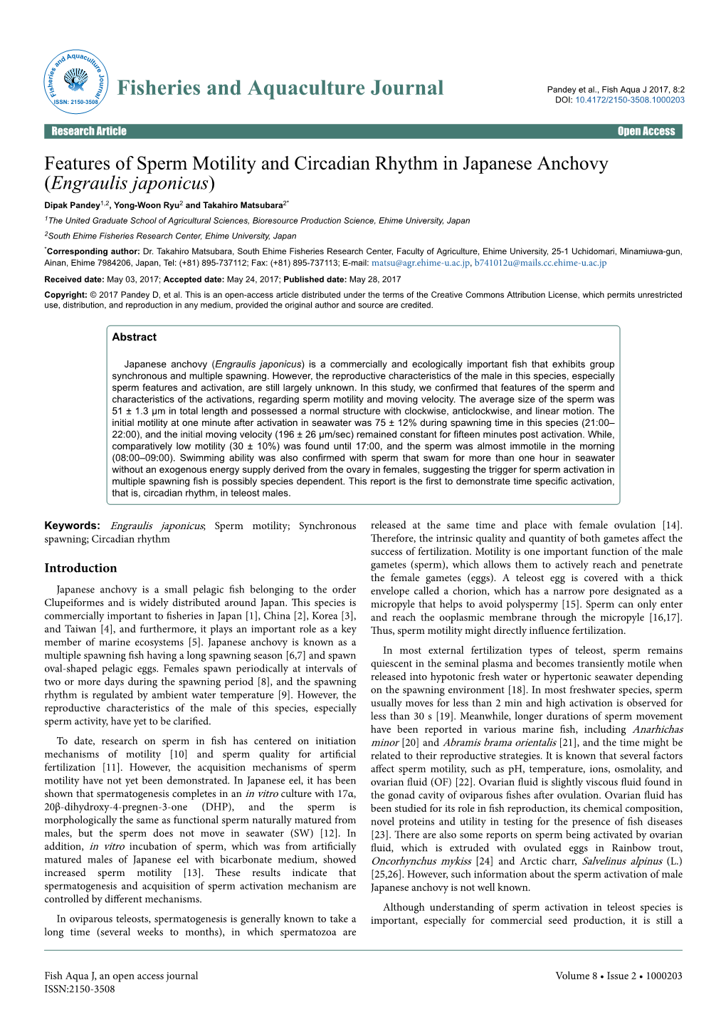 Features of Sperm Motility and Circadian