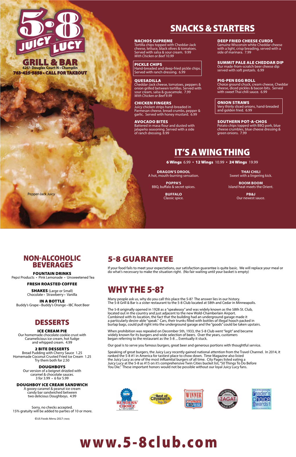 SPECIALTY BURGERS Our Burgers Are Fresh, Never Frozen USDA Ground Chuck on Bakery Fresh Buns