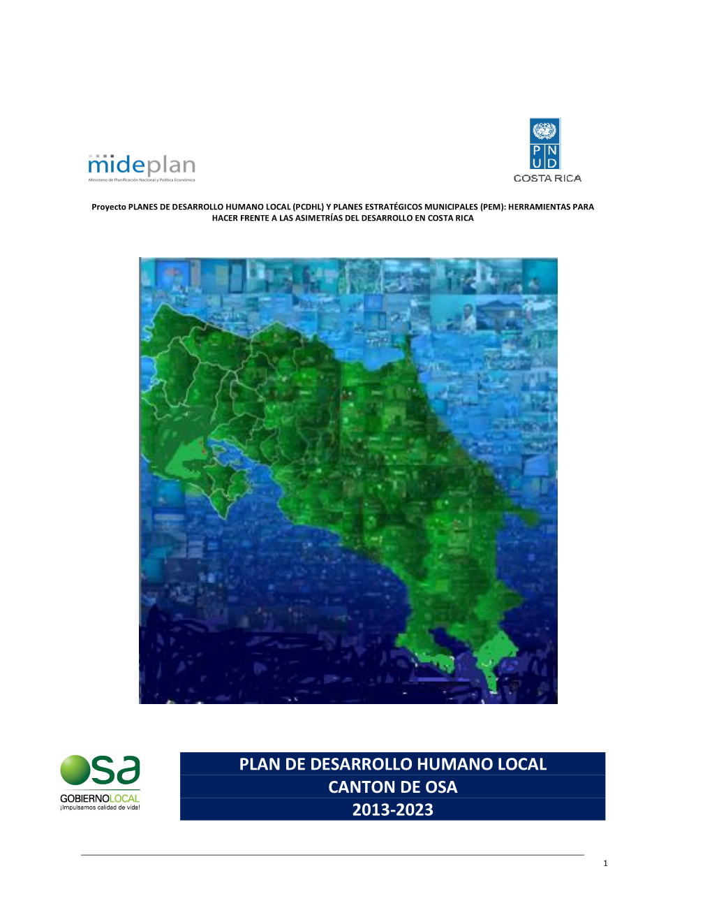 Plan De Desarrollo Humano Local Canton De Osa 2013-2023