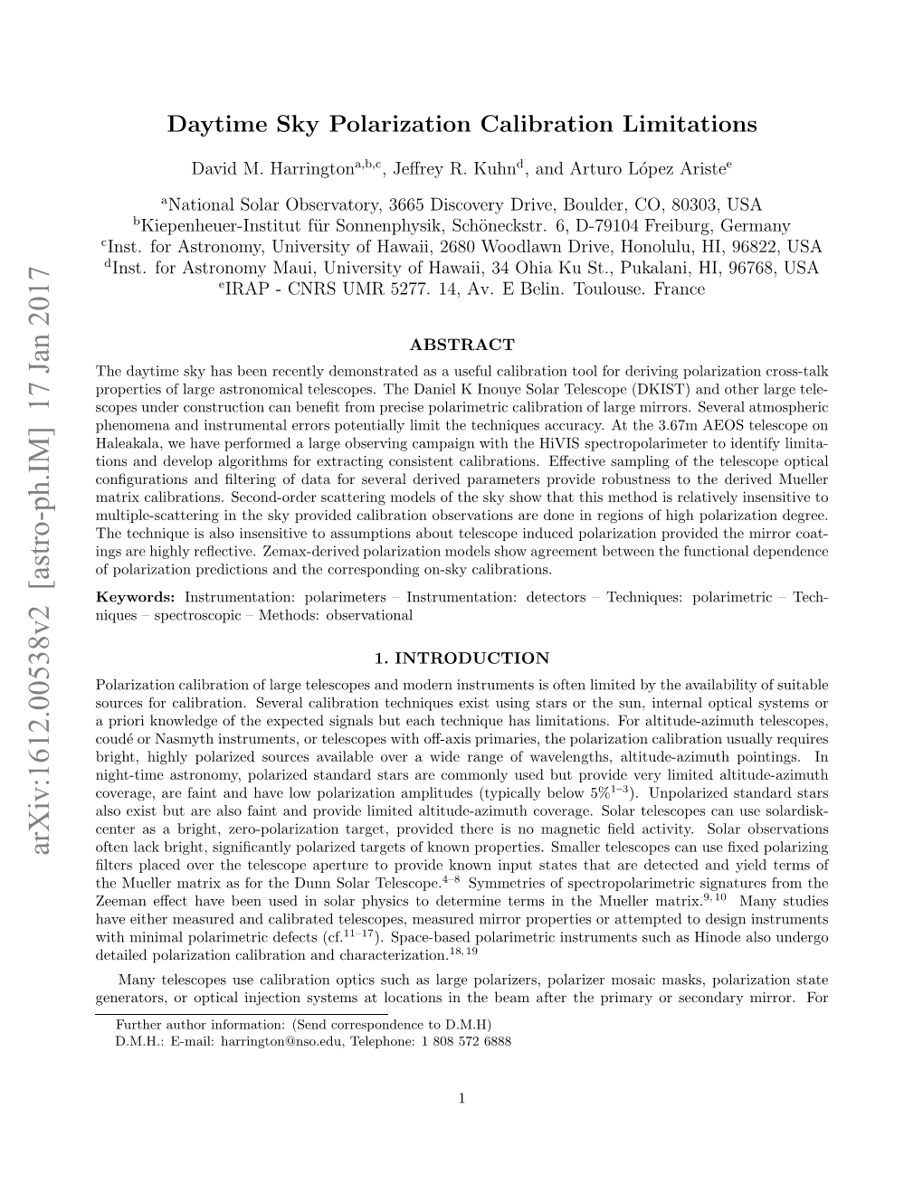 Daytime Sky Polarization Calibration Limitations