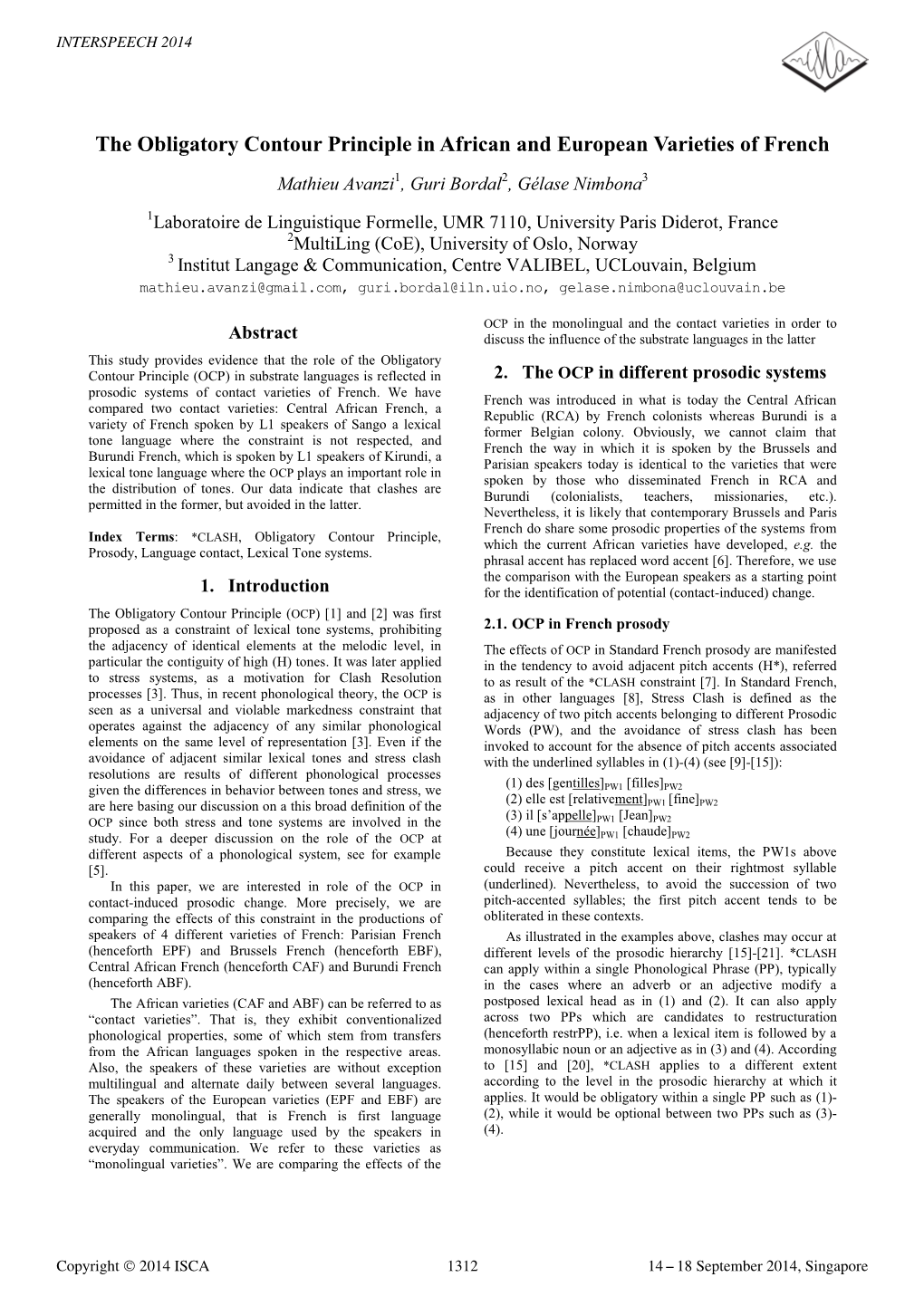 The Obligatory Contour Principle in African and European Varieties of French