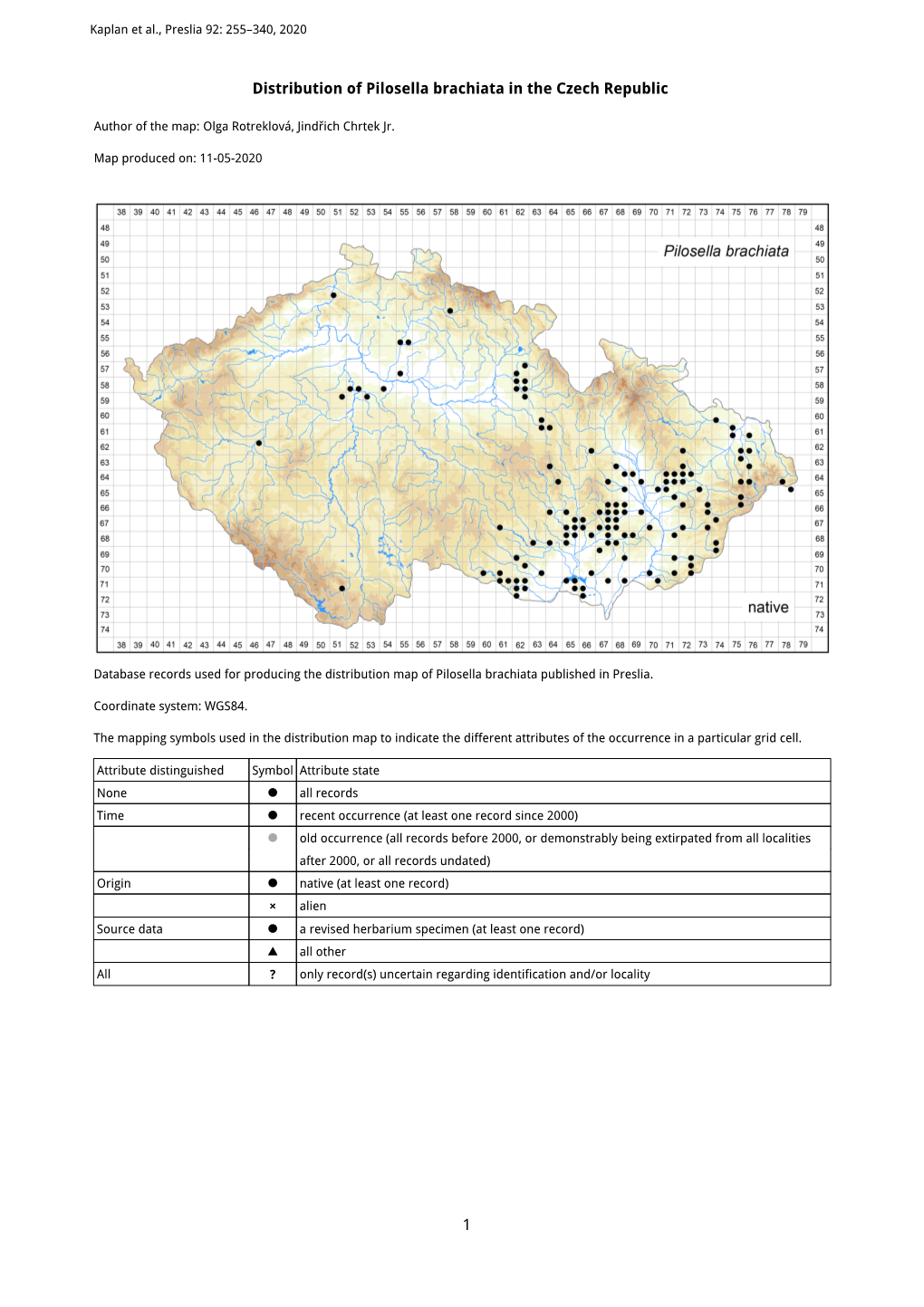 1 Distribution of Pilosella Brachiata in the Czech Republic