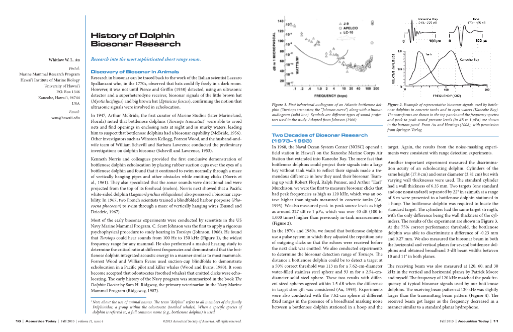 History of Dolphin Biosonar Research