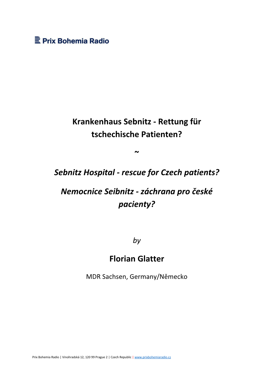 Krankenhaus Sebnitz - Rettung Für Tschechische Patienten?