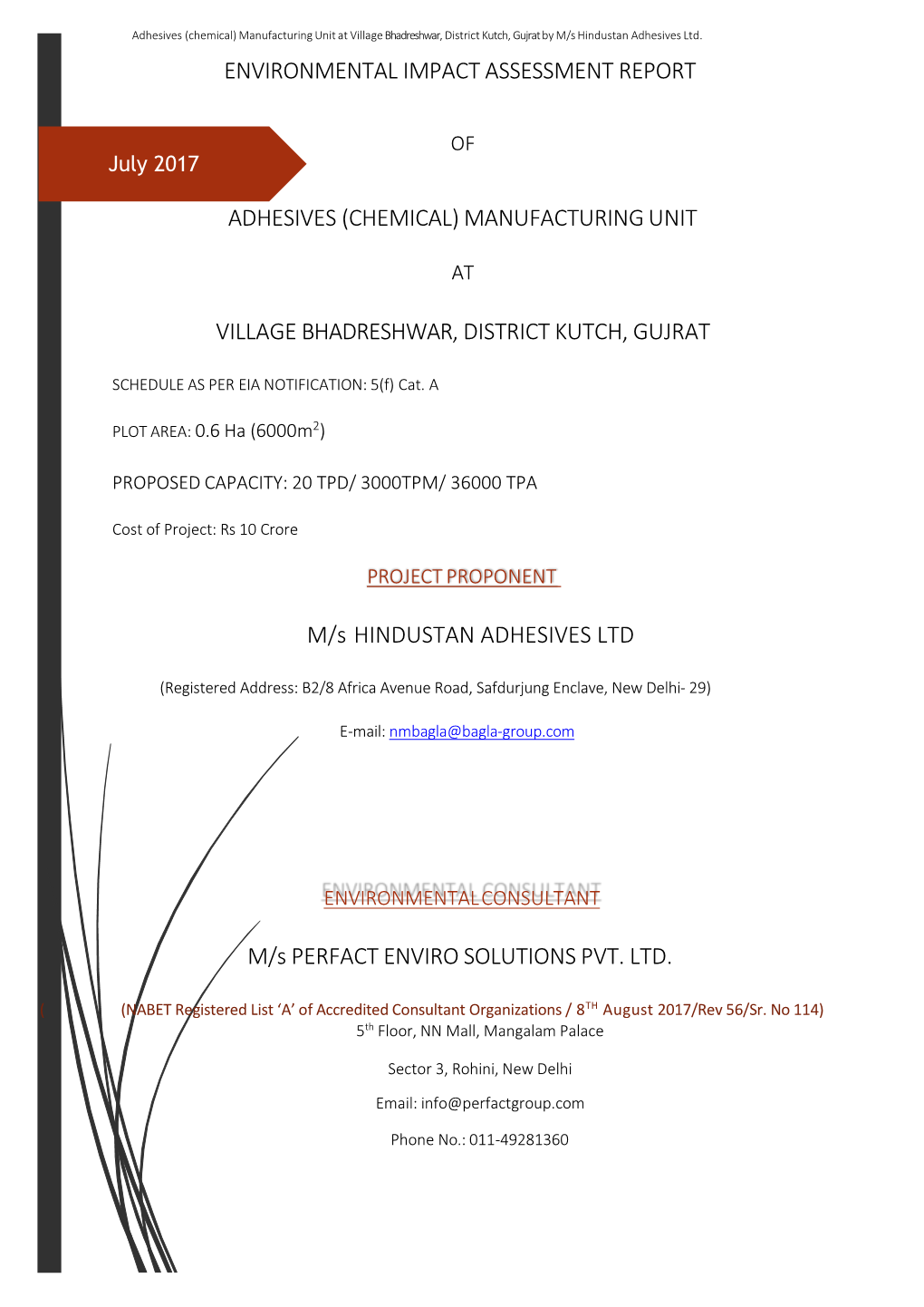 Environmental Impact Assessment Report Adhesives