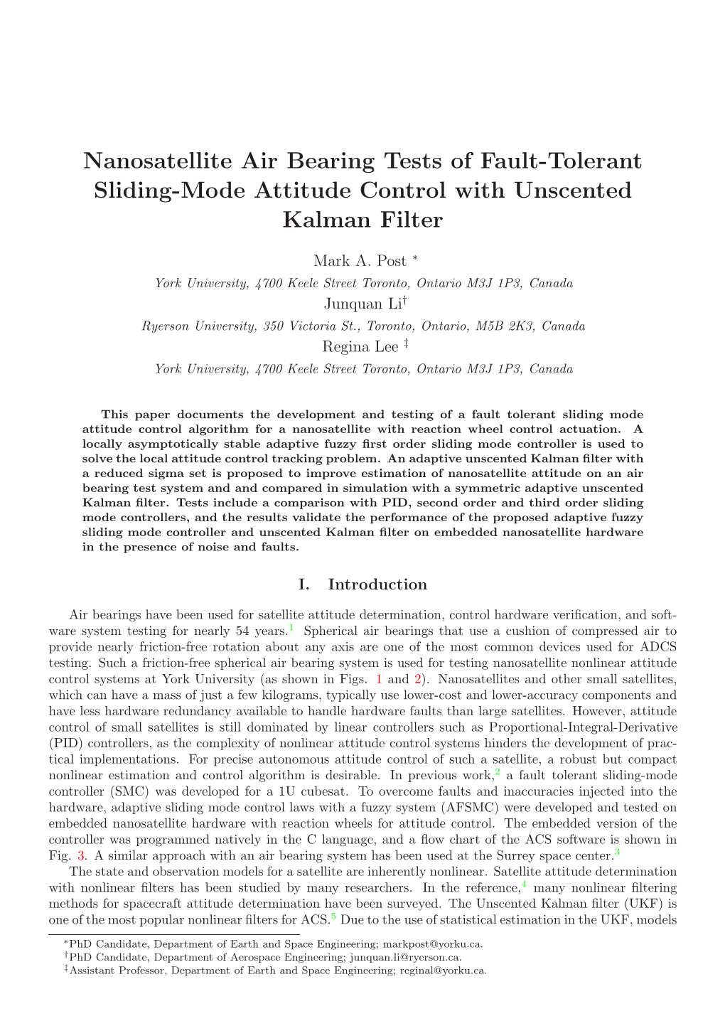 Nanosatellite Air Bearing Tests of Fault-Tolerant Sliding-Mode Attitude Control with Unscented Kalman Filter