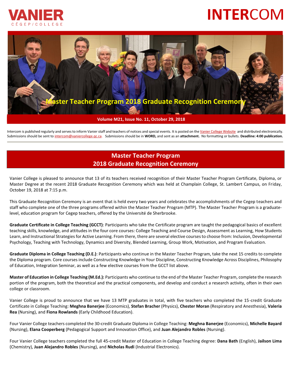 Master Teacher Program 2018 Graduate Recognition Ceremony
