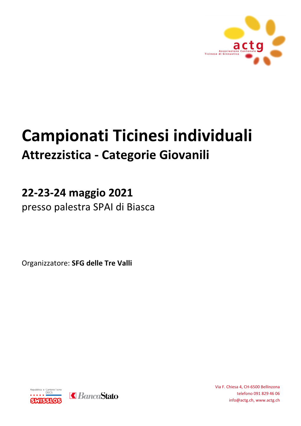 Campionati Ticinesi Individuali Attrezzistica - Categorie Giovanili