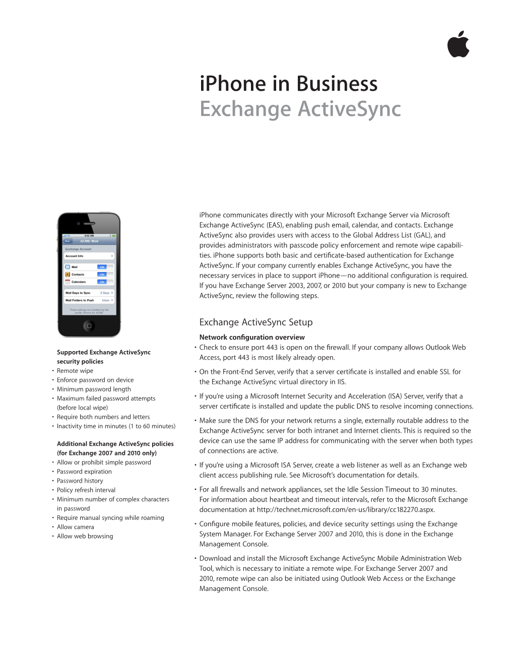 Iphone in Business Exchange Activesync