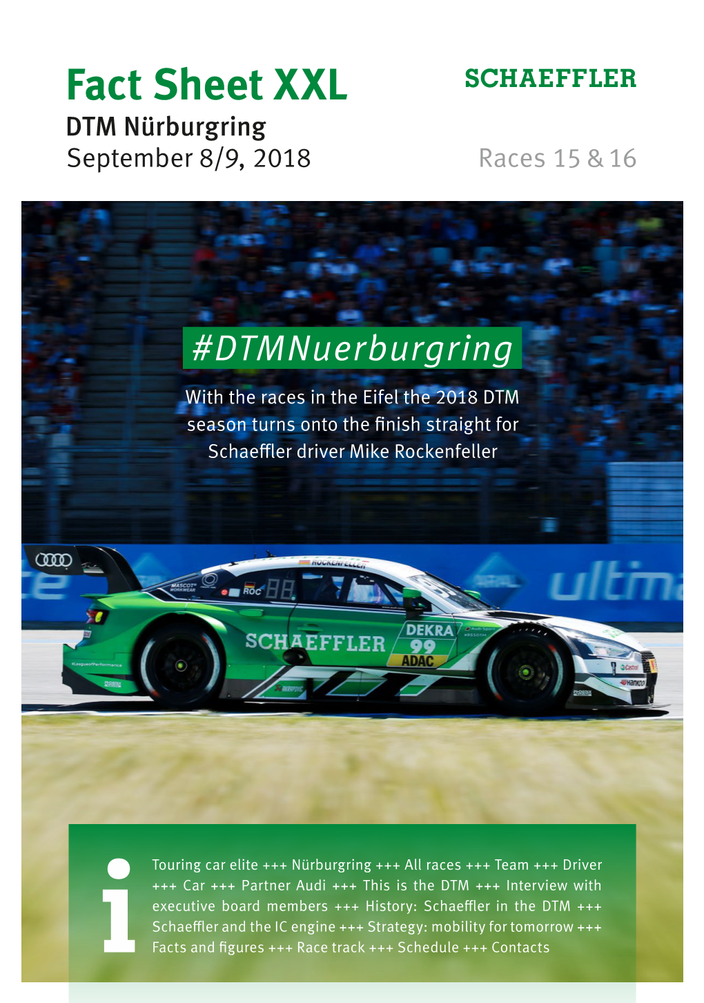 Fact Sheet XXL DTM Nürburgring September 8/9, 2018 Races 15 & 16