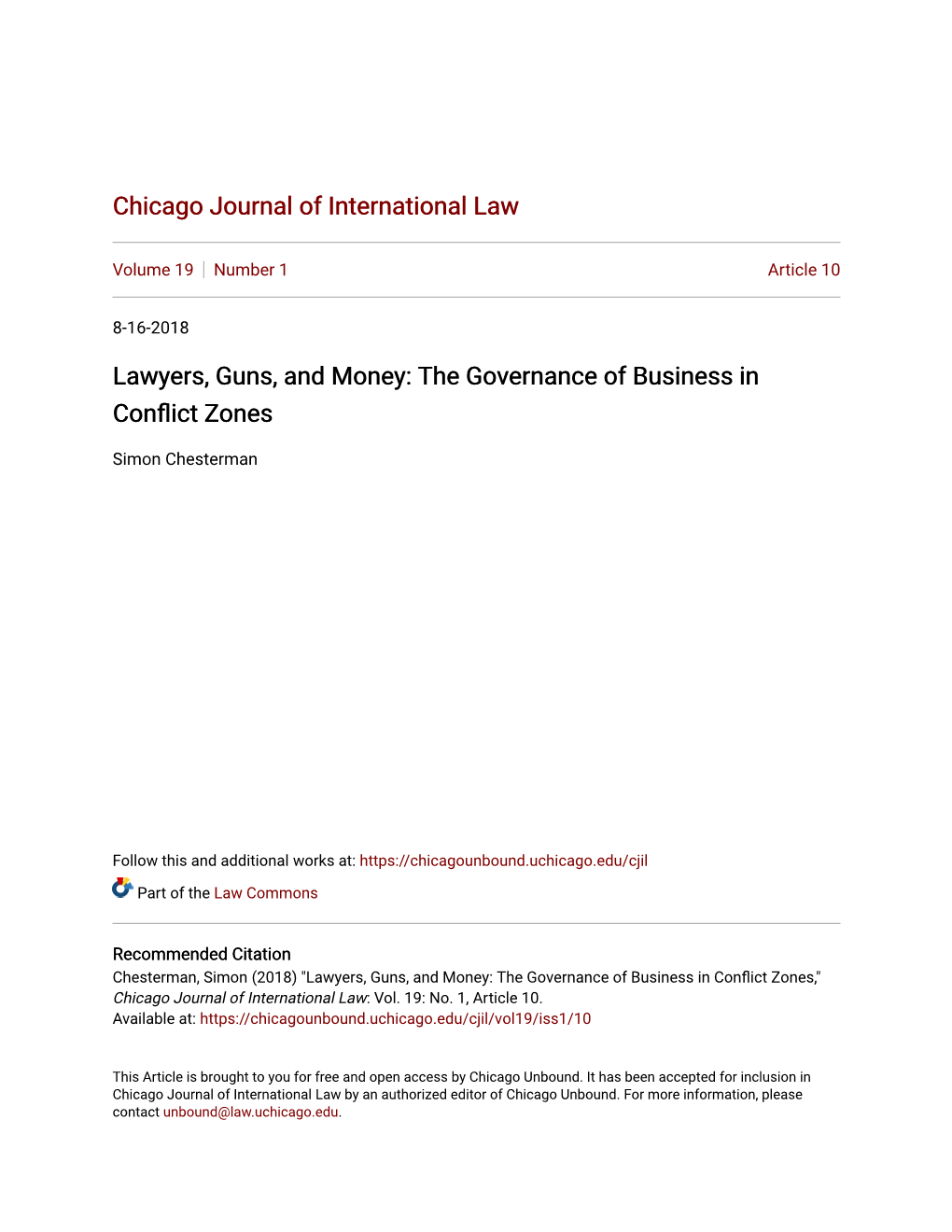 Lawyers, Guns, and Money: the Governance of Business in Conflict Zones