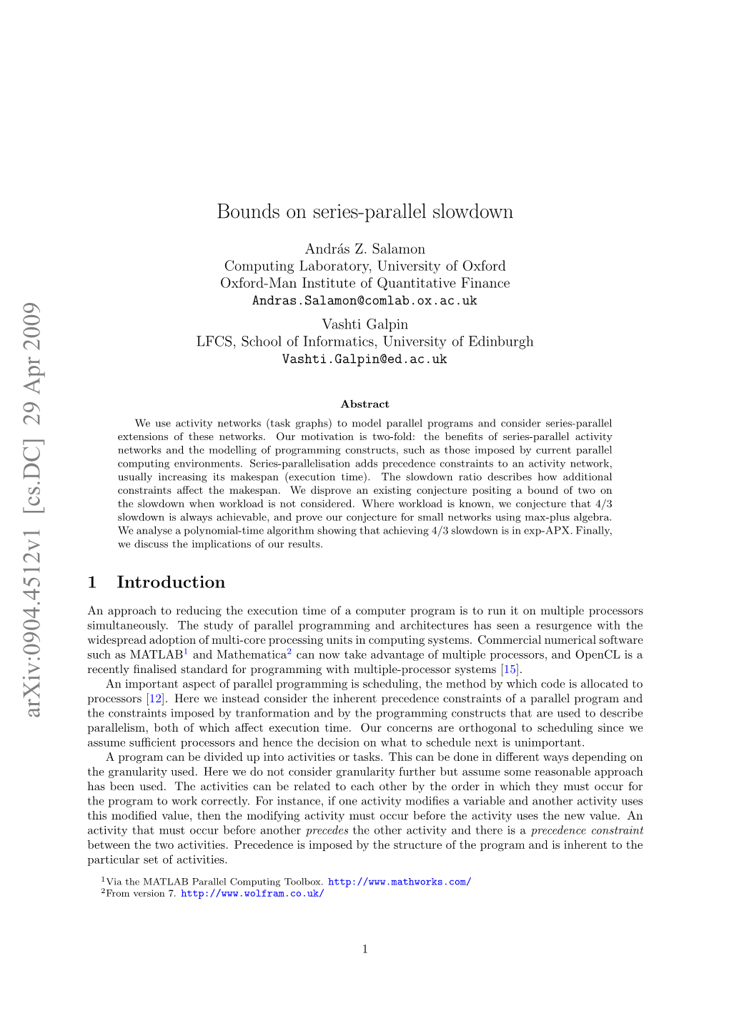 Bounds on Series-Parallel Slowdown