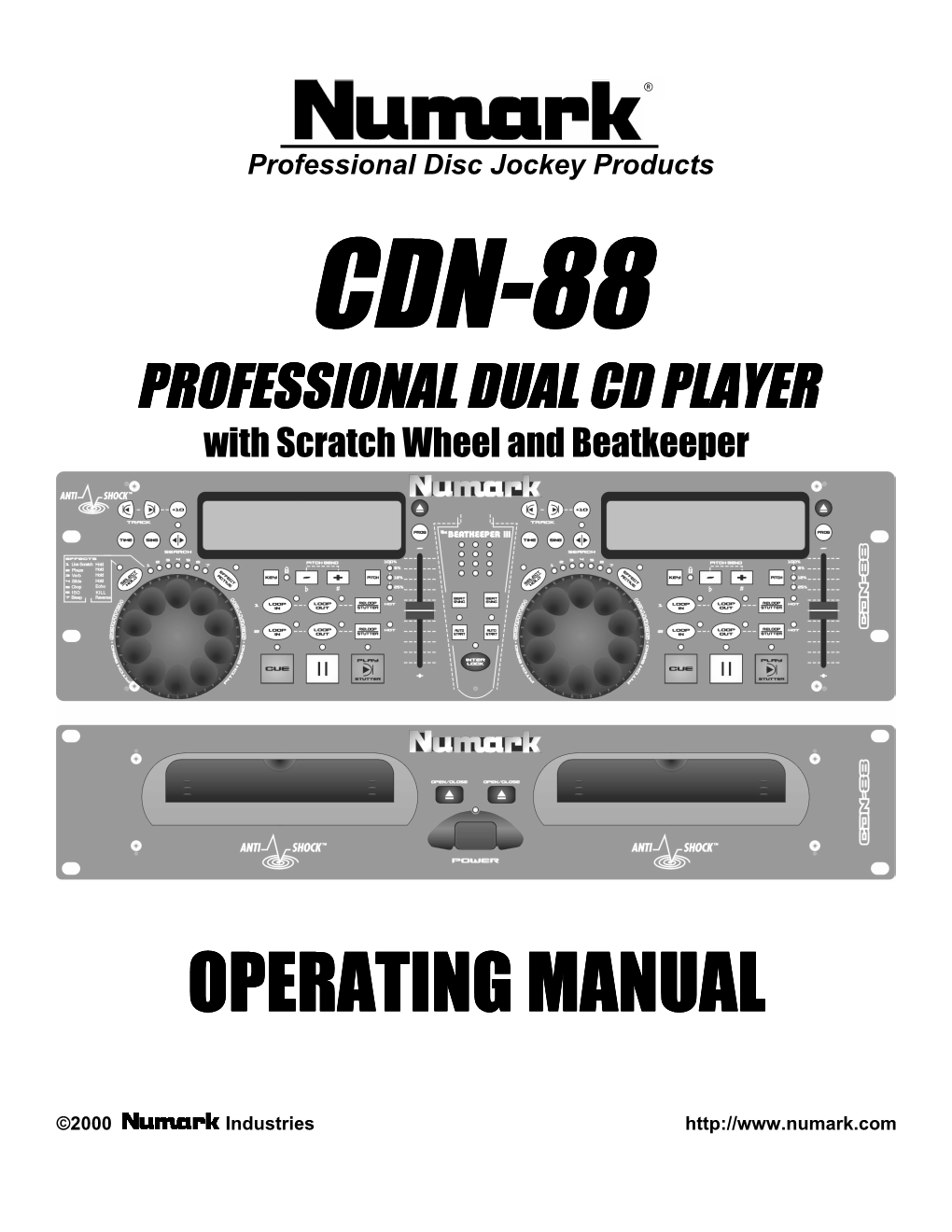 Professional Disc Jockey Products CDN-88 PROFESSIONAL DUAL CD PLAYER with Scratch Wheel and Beatkeeper