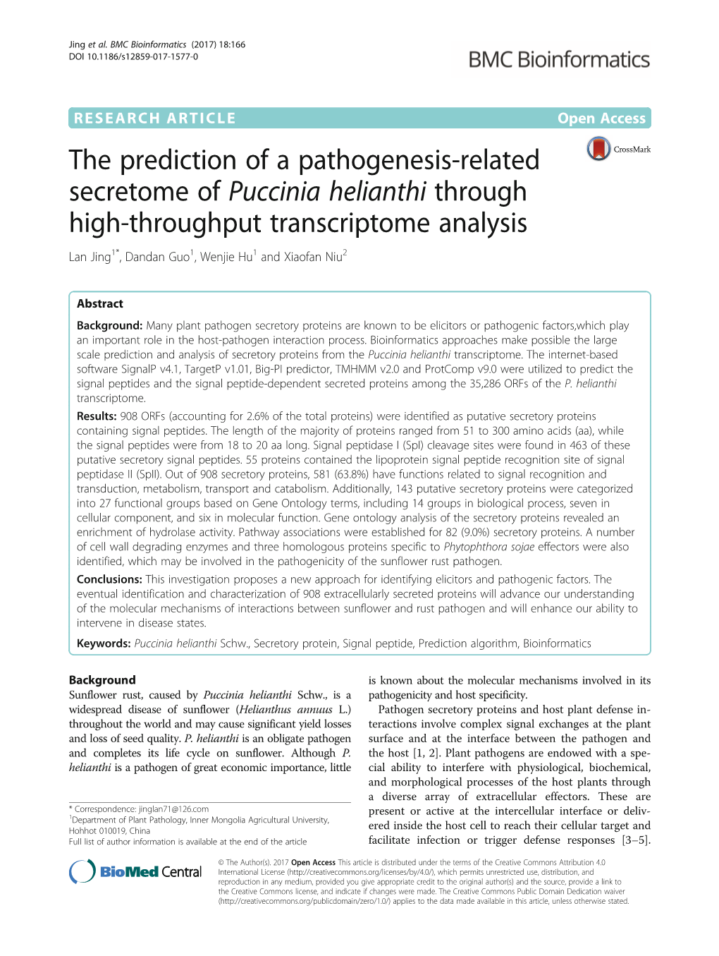 The Prediction of a Pathogenesis-Related Secretome Of