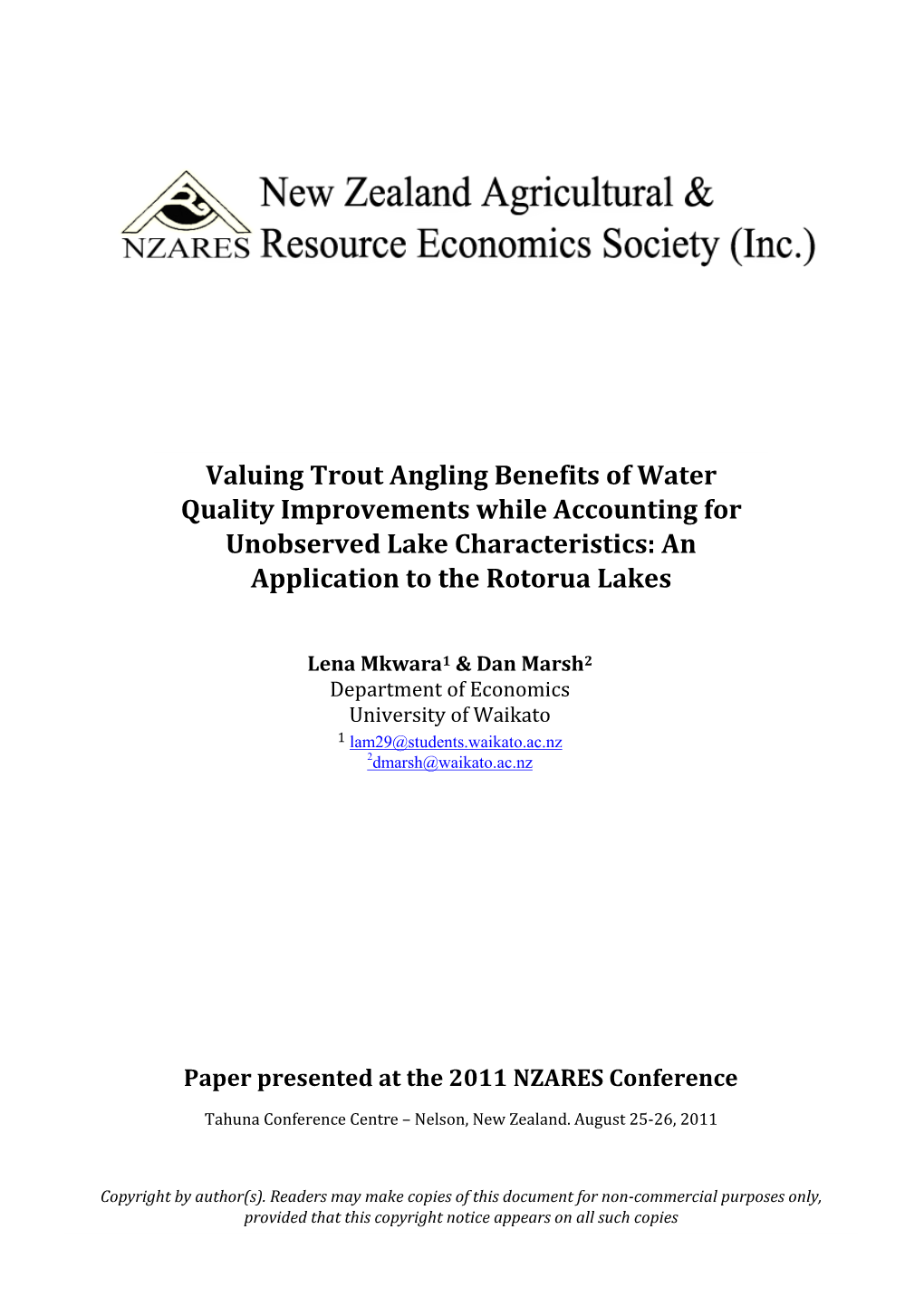 Valuing Trout Angling Benefits of Water Quality Improvements While Accounting for Unobserved Lake Characteristics: an Application to the Rotorua Lakes