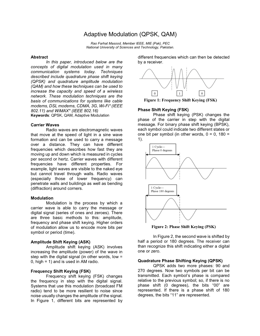 Adaptive Modulation (QPSK, QAM)