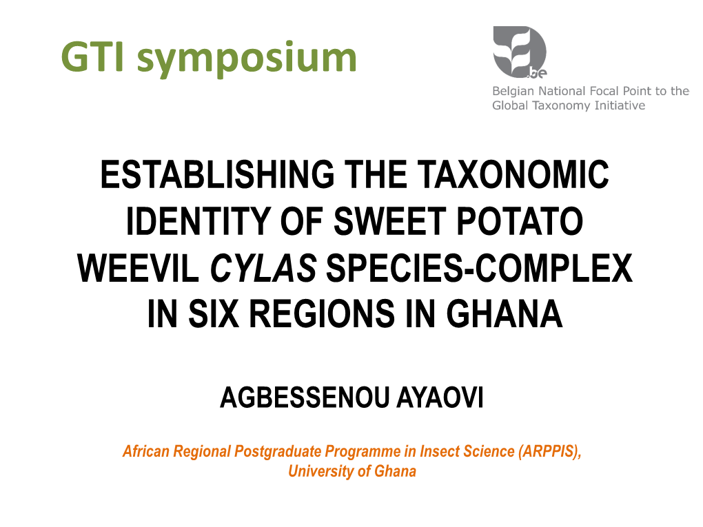 Establishing the Taxonomic Identity of Sweet Potato Weevil Cylas Species-Complex in Six Regions in Ghana