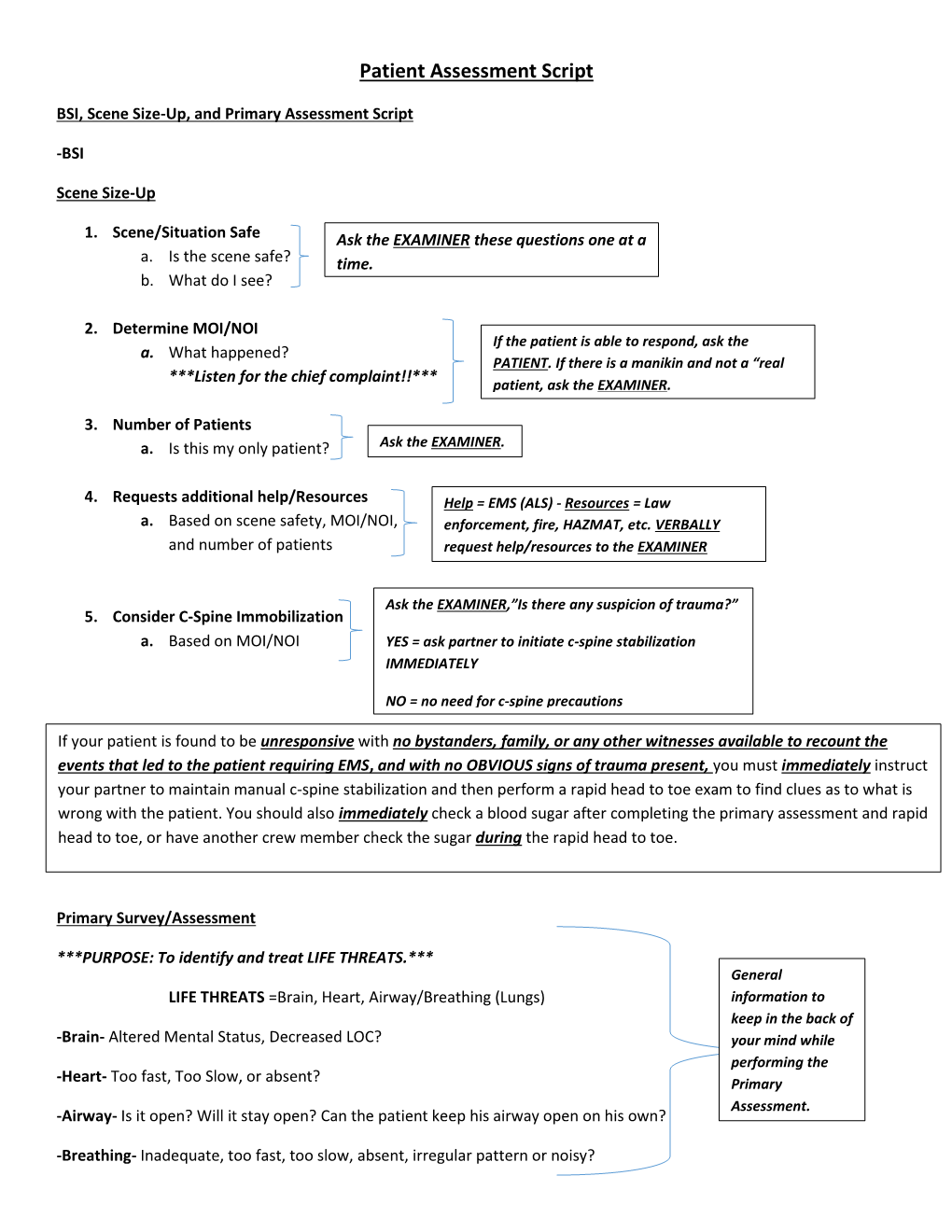 Patient Assessment Script