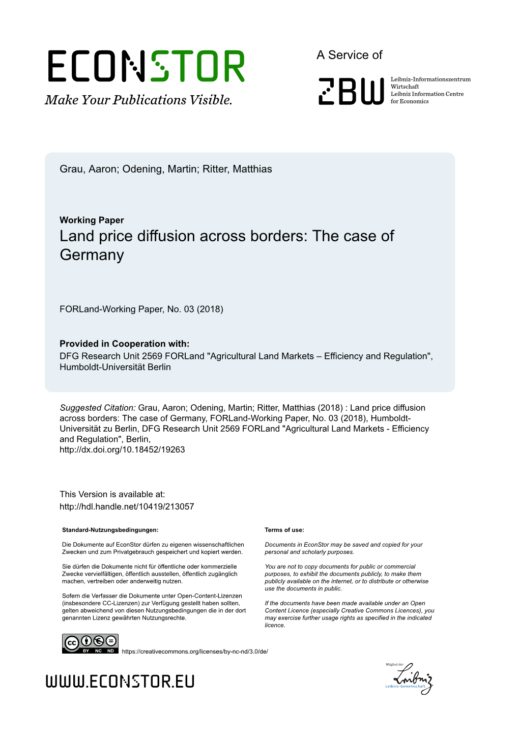 Land Price Diffusion Across Borders: the Case of Germany