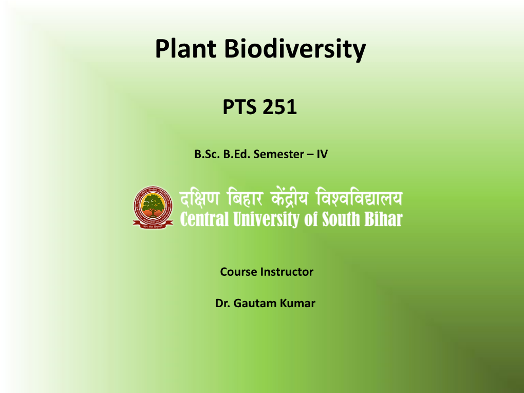 Plant Biodiversity