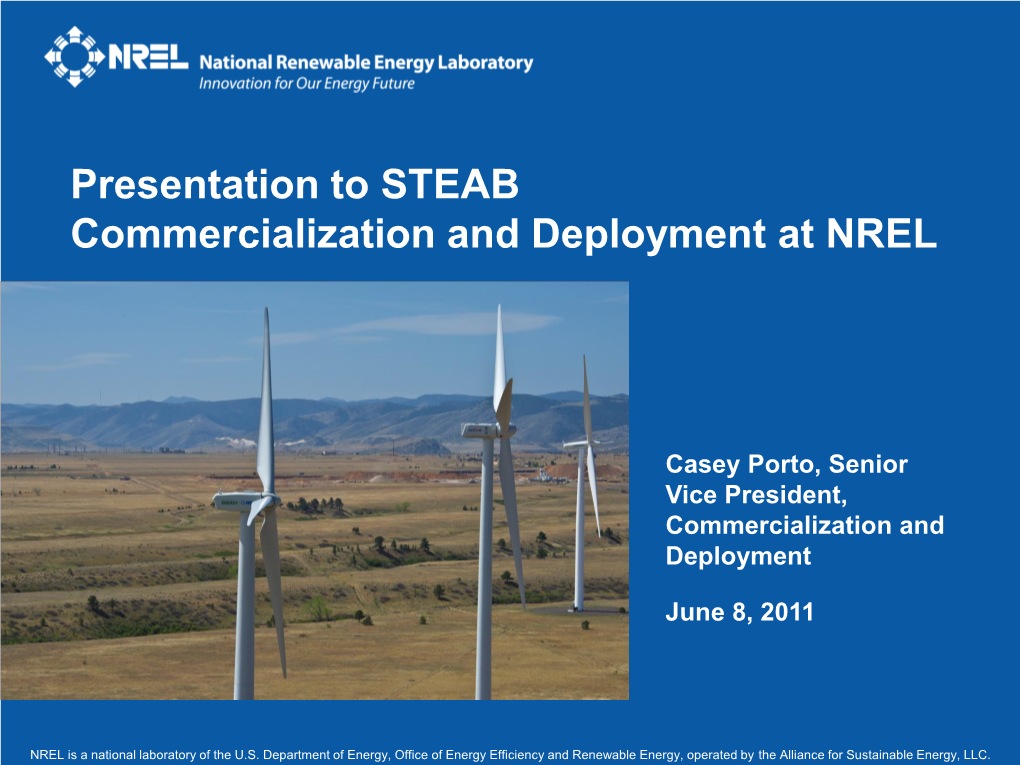 Commercialization and Deployment at NREL
