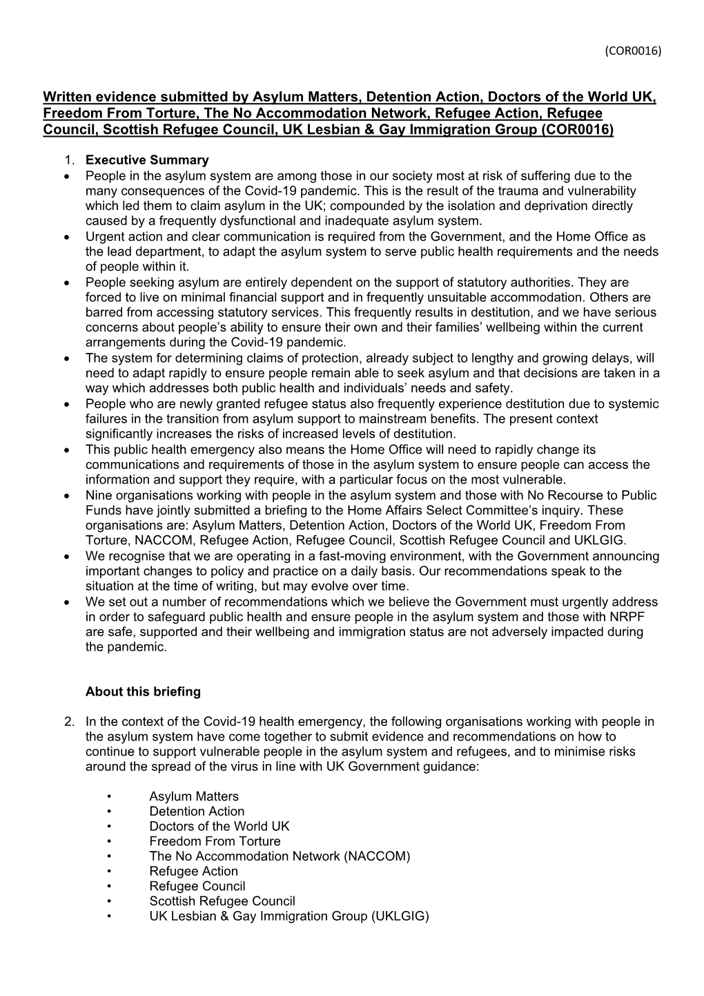 Written Evidence Submitted by Asylum Matters, Detention Action, Doctors