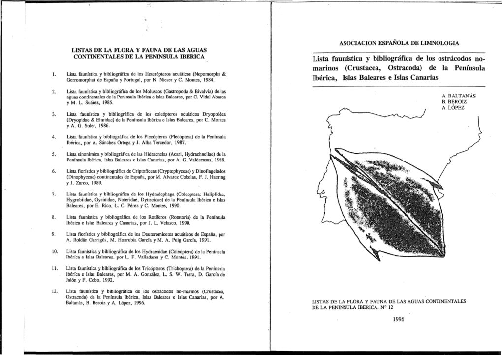 Crustacea, Ostracoda) De La Península L