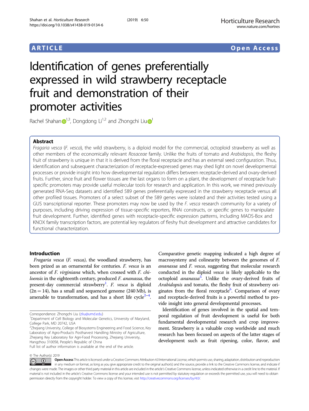 Identification of Genes Preferentially Expressed in Wild Strawberry