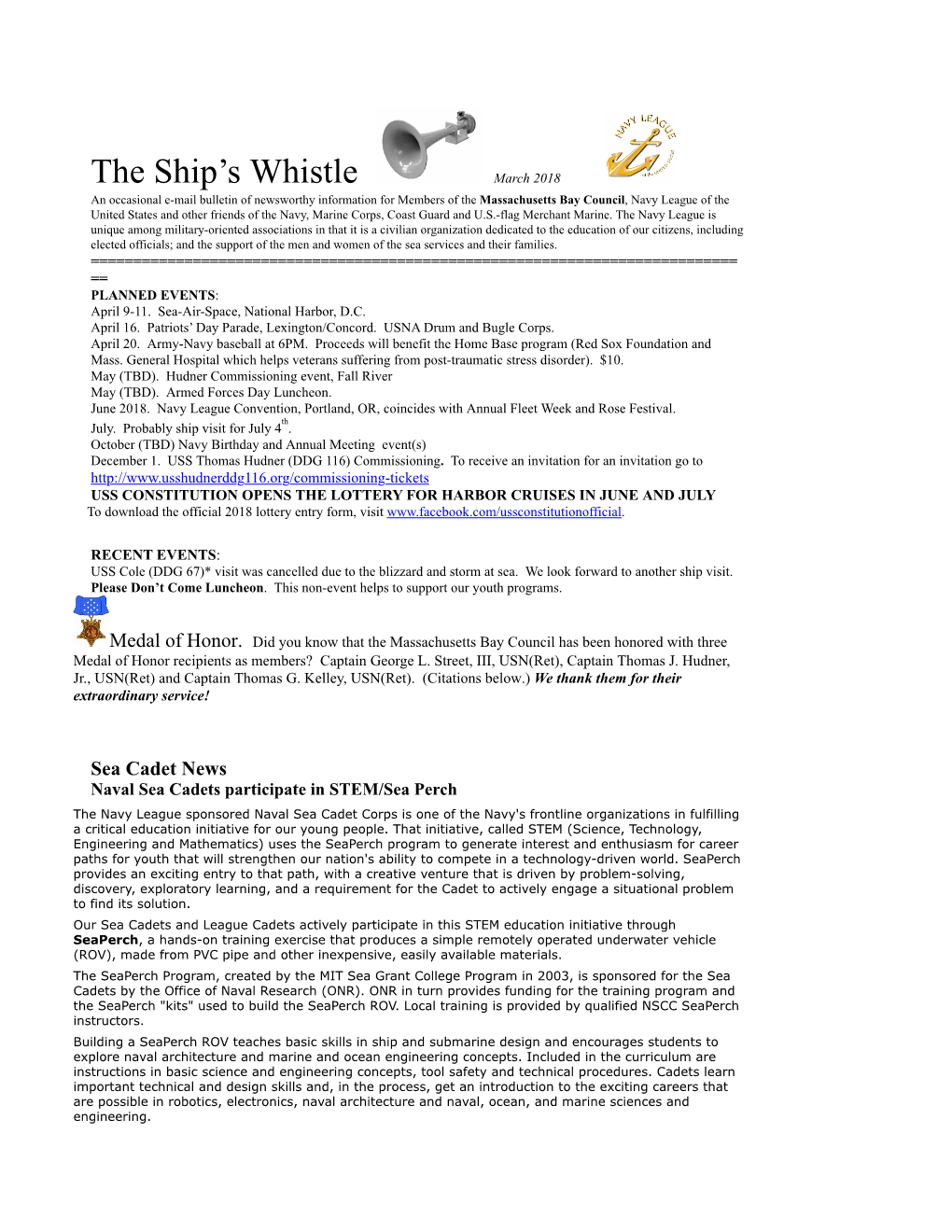 The Ship's Whistle Mar 2018.Docx