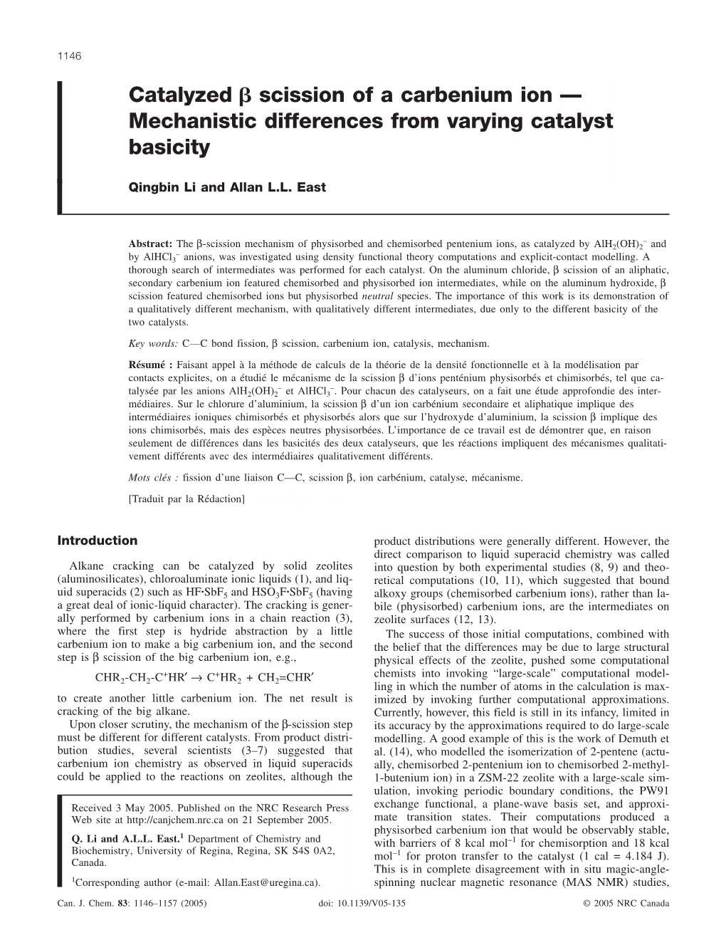 Scission of a Carbenium Ion — Mechanistic Differences from Varying Catalyst Basicity