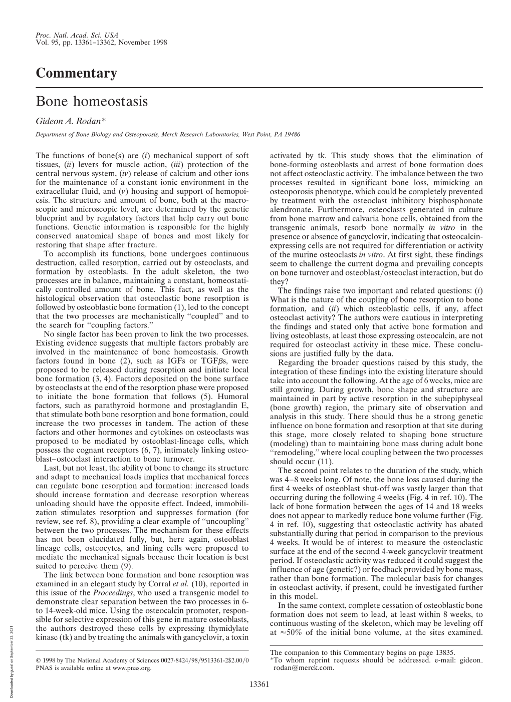 Commentary Bone Homeostasis