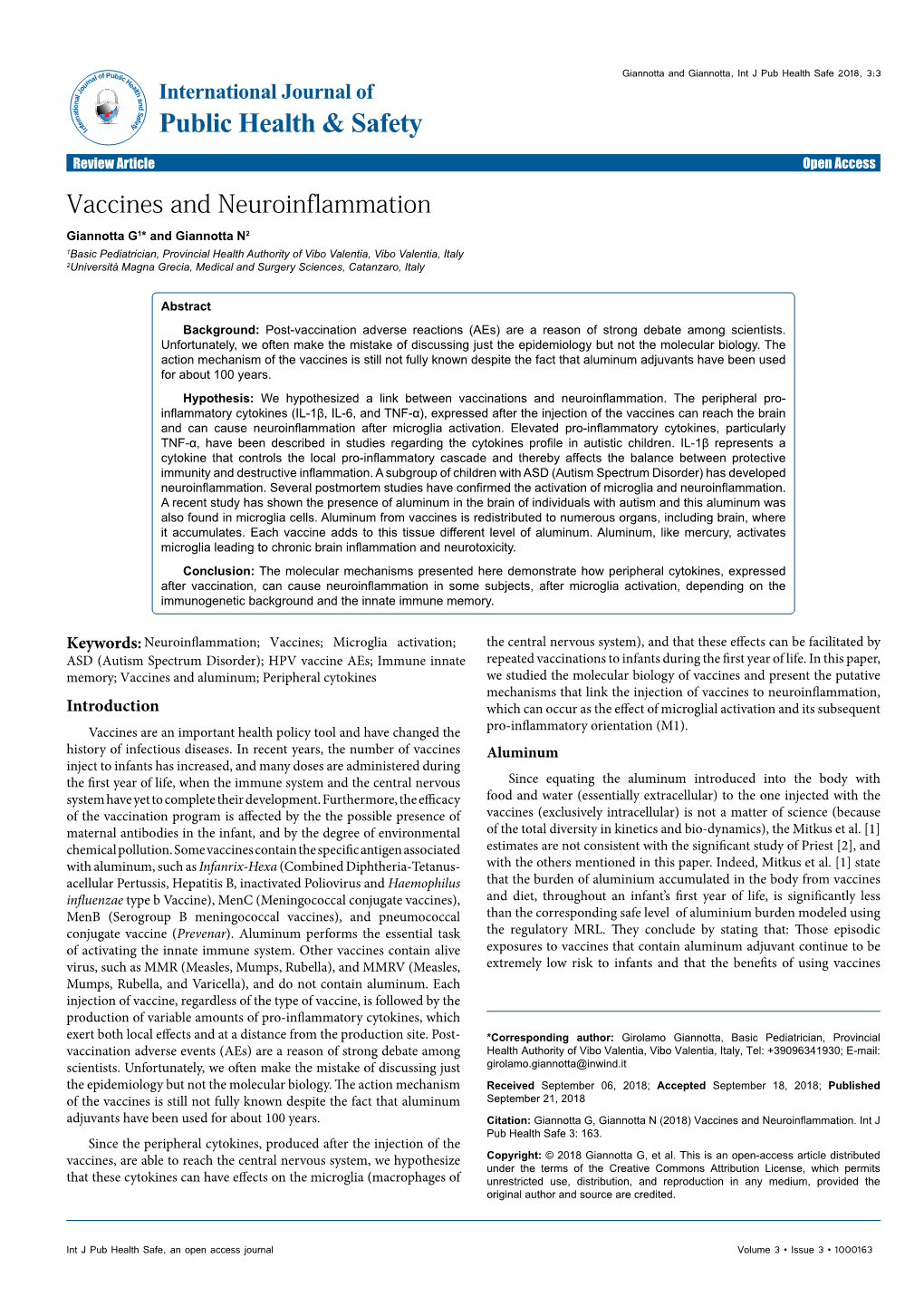 Vaccines and Neuroinflammation