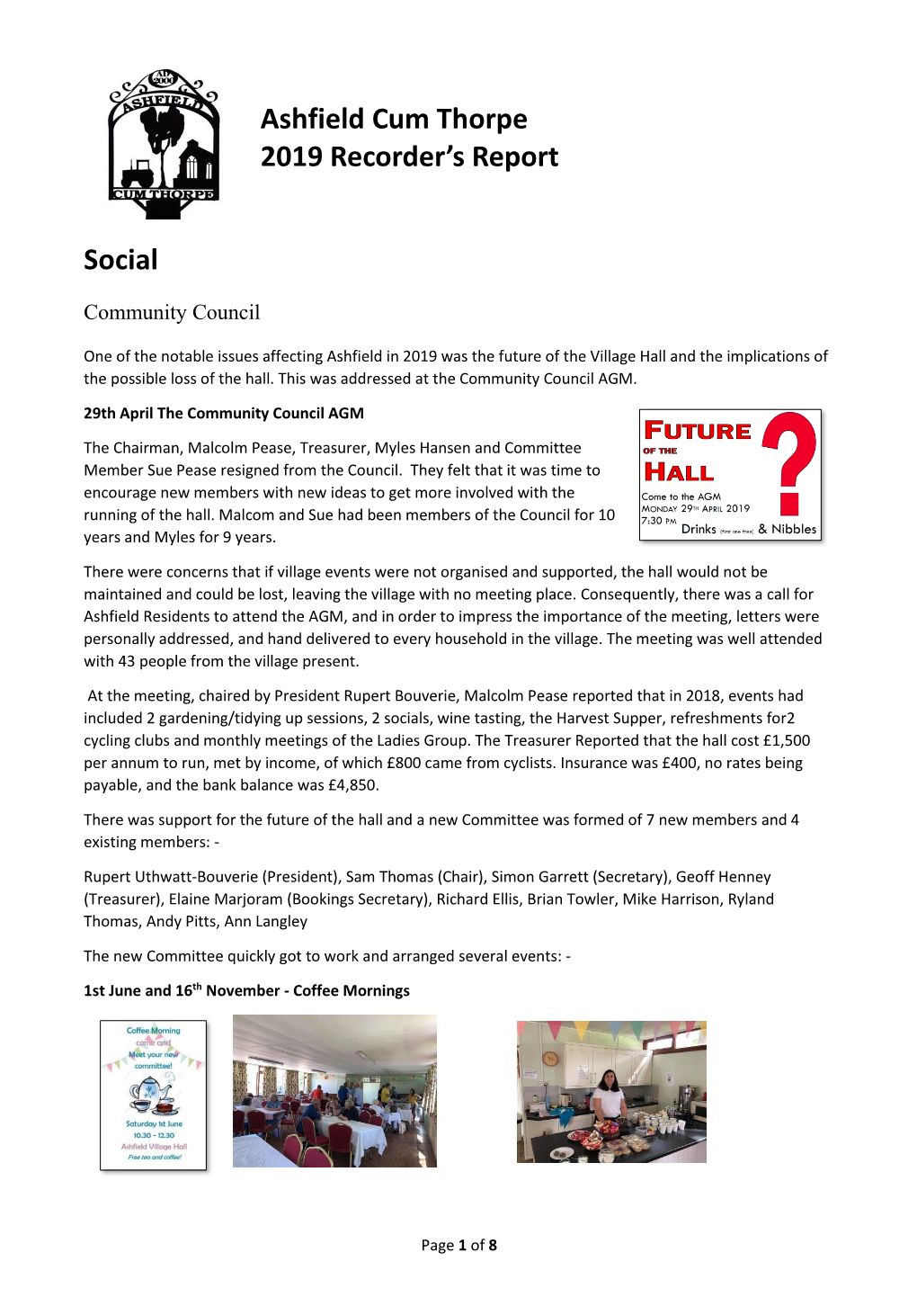 Ashfield Cum Thorpe 2019 Recorder's Report Social