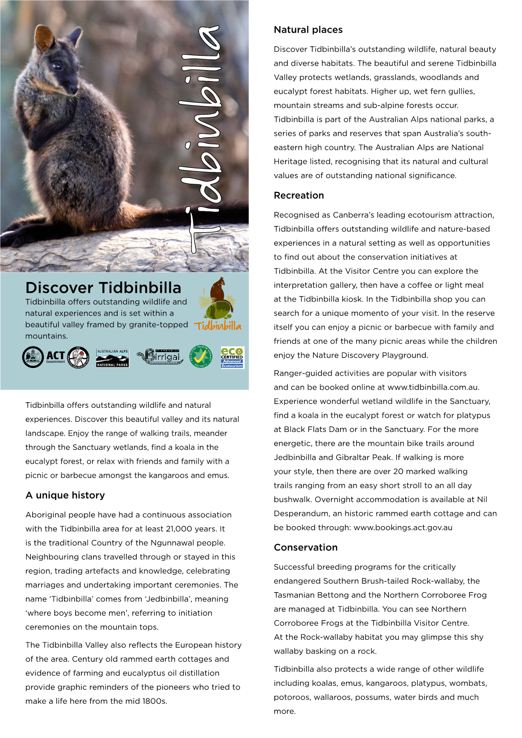 Tidbinbilla Map and Guide