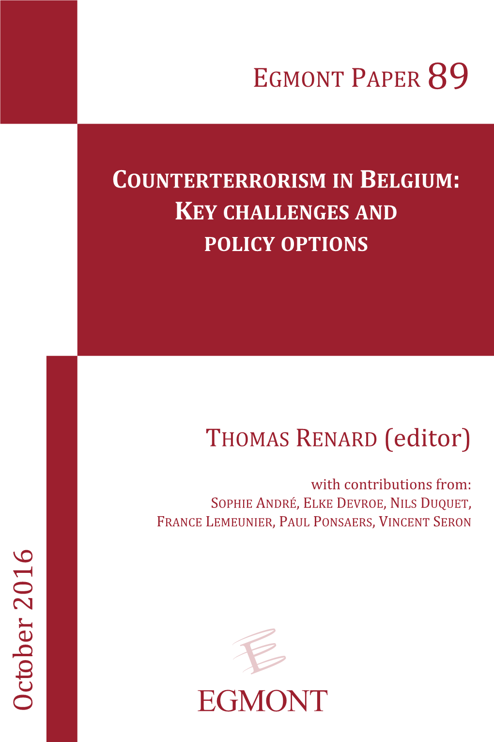 Counterterrorism in Belgium: Key Challenges and Policy Options