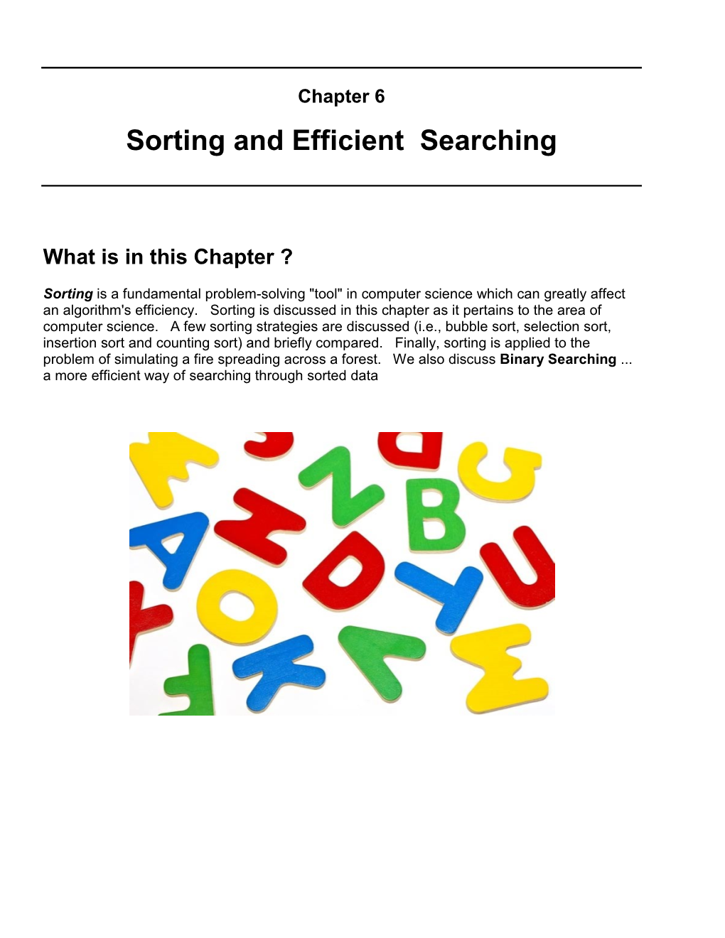 Sorting and Efficient Searching