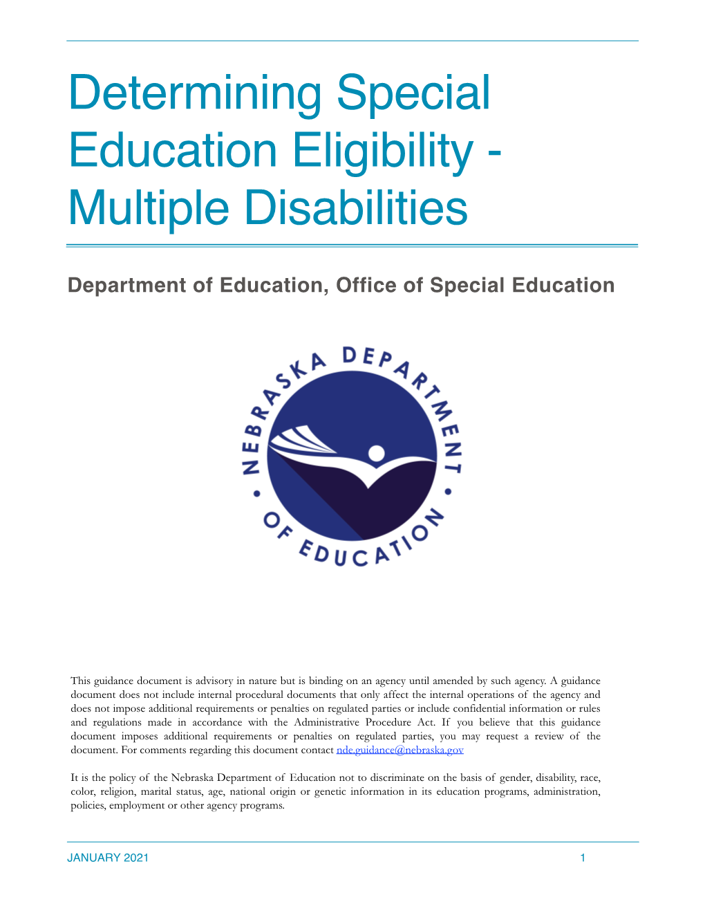 Eligibility Guidelines Multiple Disabilities