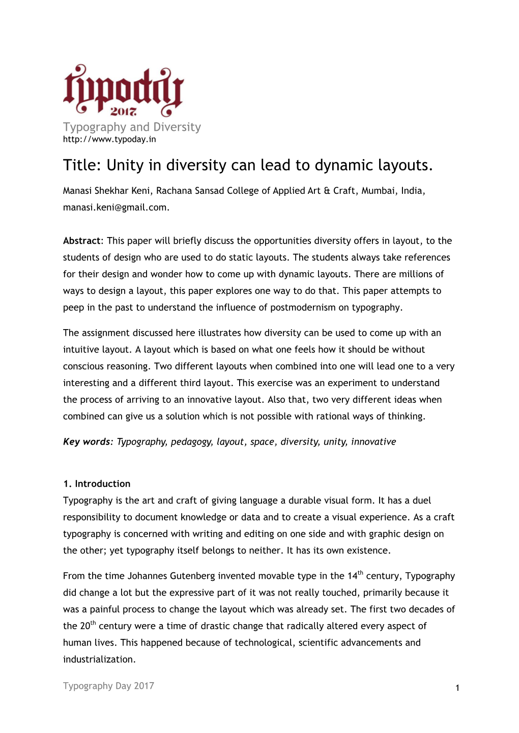 Title: Unity in Diversity Can Lead to Dynamic Layouts