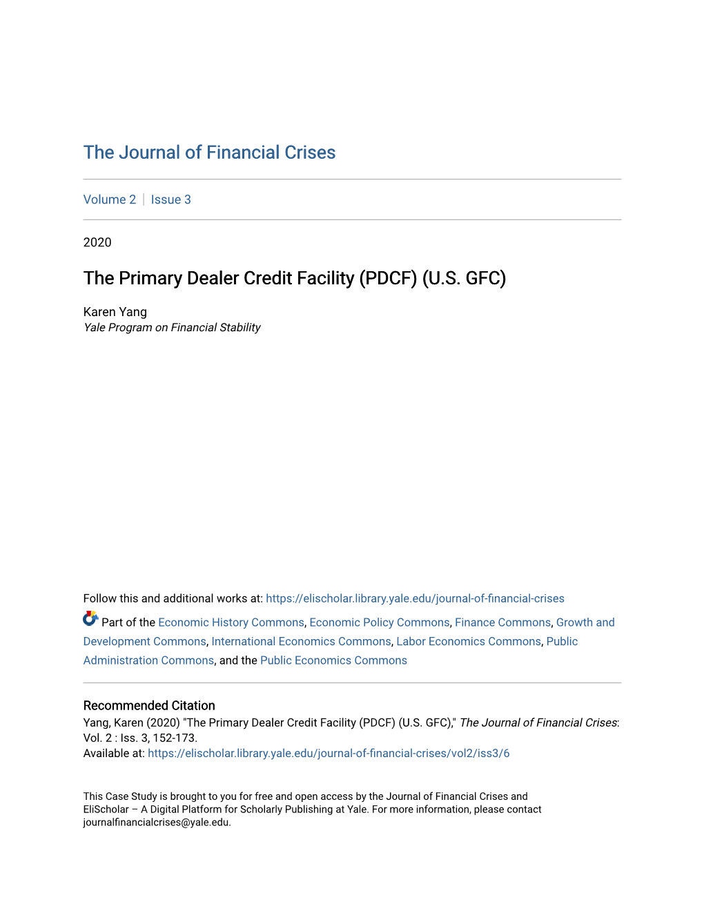 The Primary Dealer Credit Facility (PDCF) (U.S. GFC)